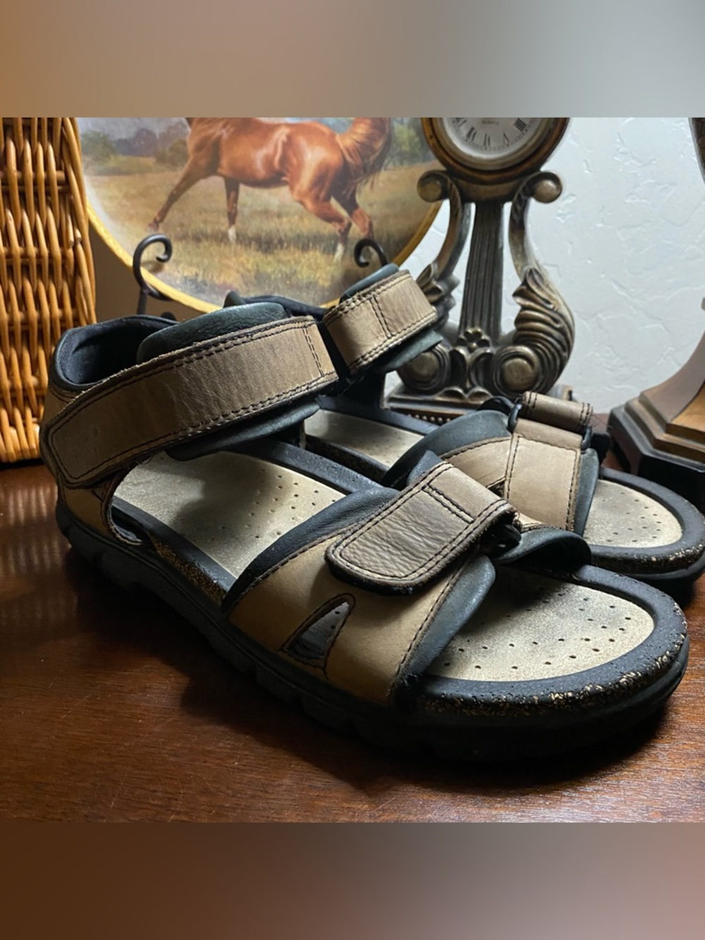 ECCO Sandals Men's 8-8.5 / 42 M Brown Cosmo Shoe Outdoor Hiking Trail Comfy Cork